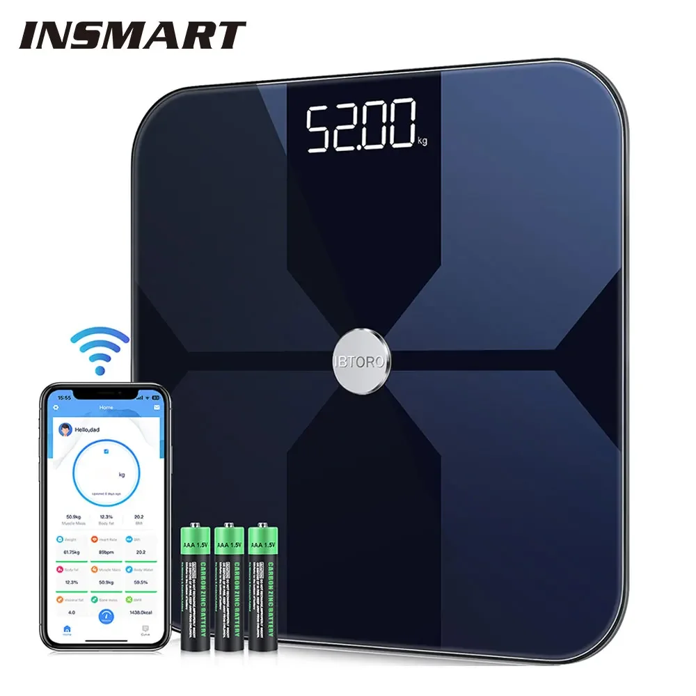 

INSMART Body Fat Scale Bathroom Weight Scale Smart Wireless Digital Body Composition Analyzer With Smartphone App Bluetooth WIFI