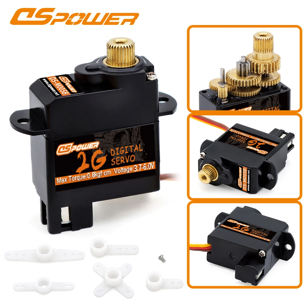 DSPOWER 1/5/10PCS 2G Micro Metal Gear Digital Servo Mini Motor for RC Car Airplanes Fixed-wing Helicopter Boat Duct Plane Robot