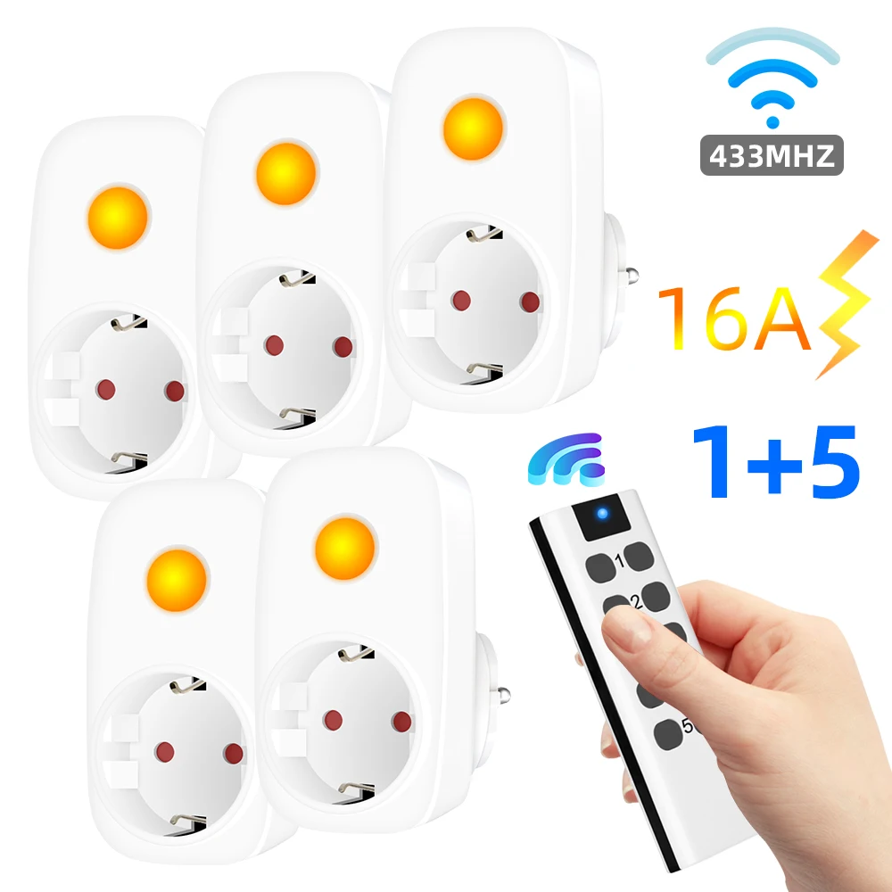 RF Switch French EU Socket Smart Plug 433Mhz Universal Remote Control Mini Controller 16A 220V Programmable Electrical Outlets