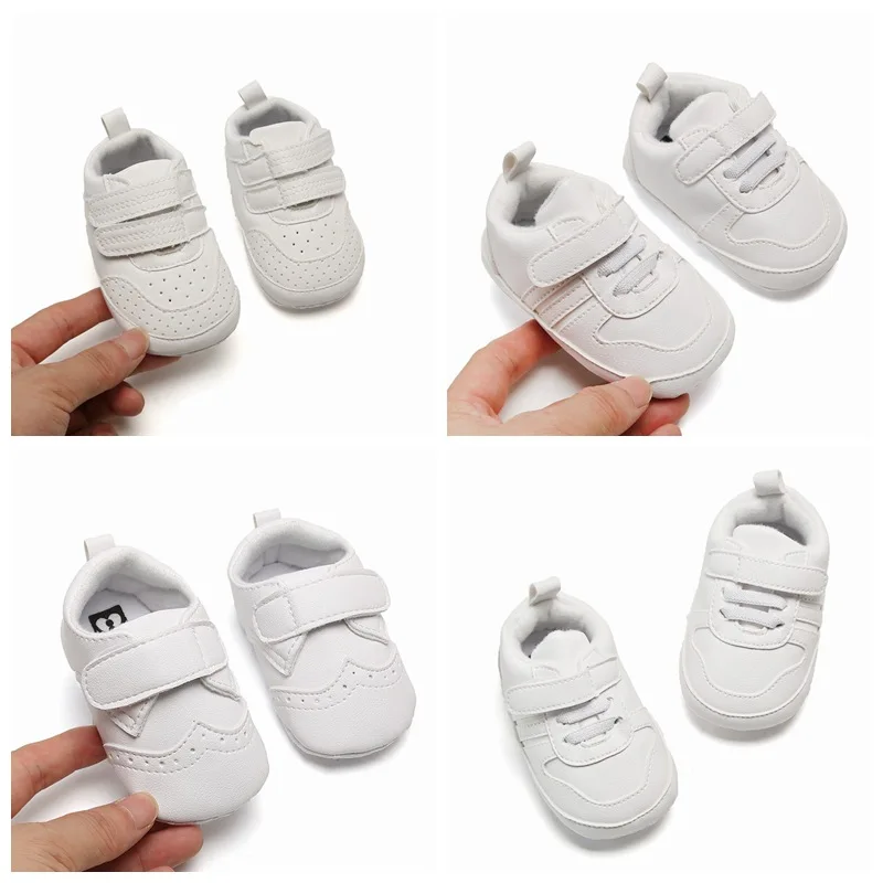 

Baby Walking Shoes Pure White Simple Fashionable Casual Shoes Indoor Soft Soled Anti Slip Sports Shoes Newborn Baby Accessories