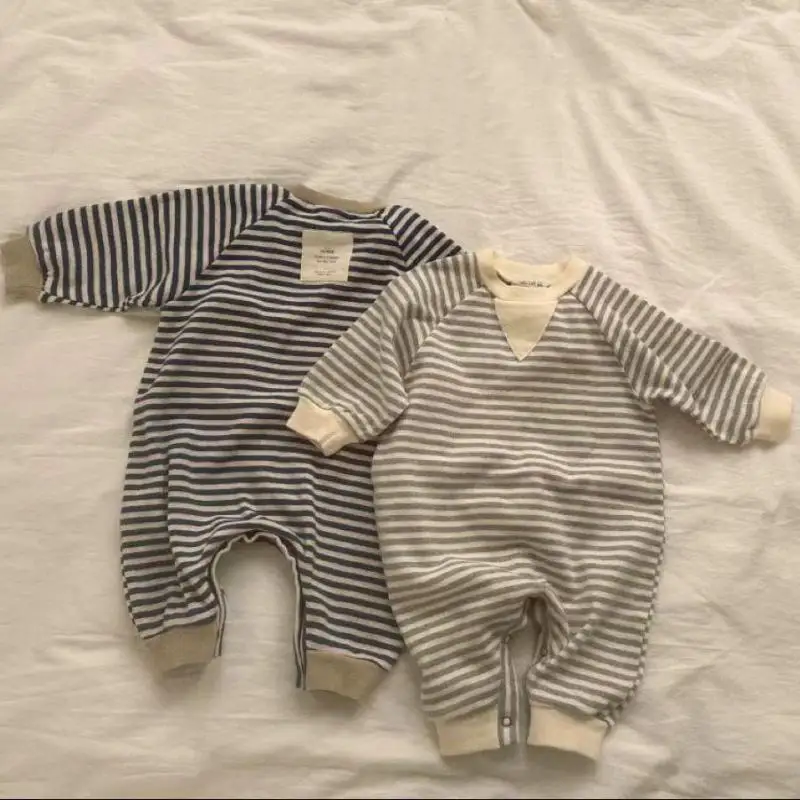 0-24Months Autumn New Baby Long Sleeve Casual Striped Romper Infant Boy Girl Cotton Soft Loose Jumpsuit Newborn Toddler Clothes