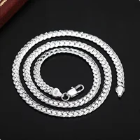 18K Gold/Silver Color 6mm Full Sideways Necklace 8/18/20/24 Inch Chain For Woman Men Fashion Wedding Engagement Jewelry 6