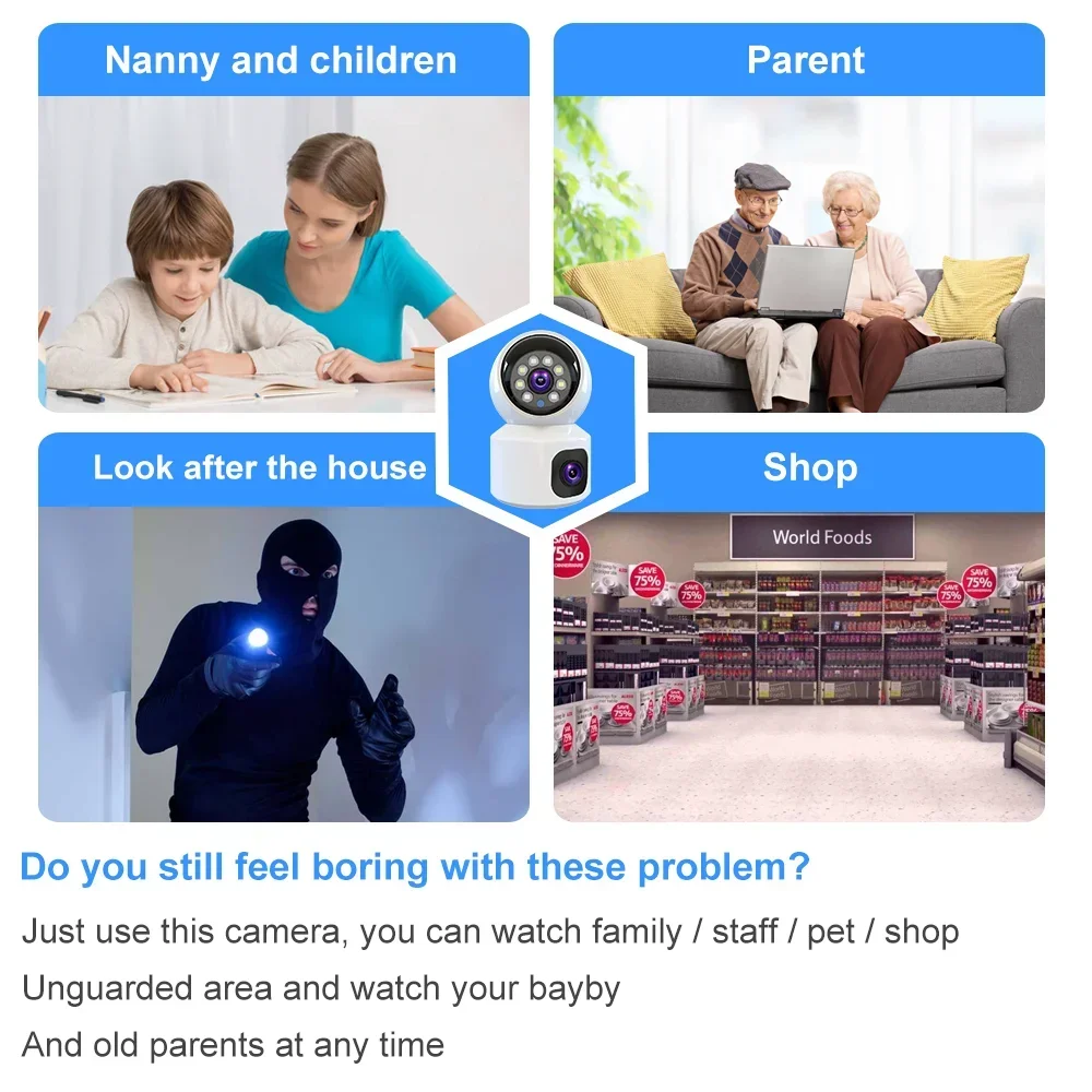 8MP WiFi IP Camera Smart Home Security Camera Baby Pet Monitor Auto Tracking Two-way Audio Wireless PTZ Surveillance Camera