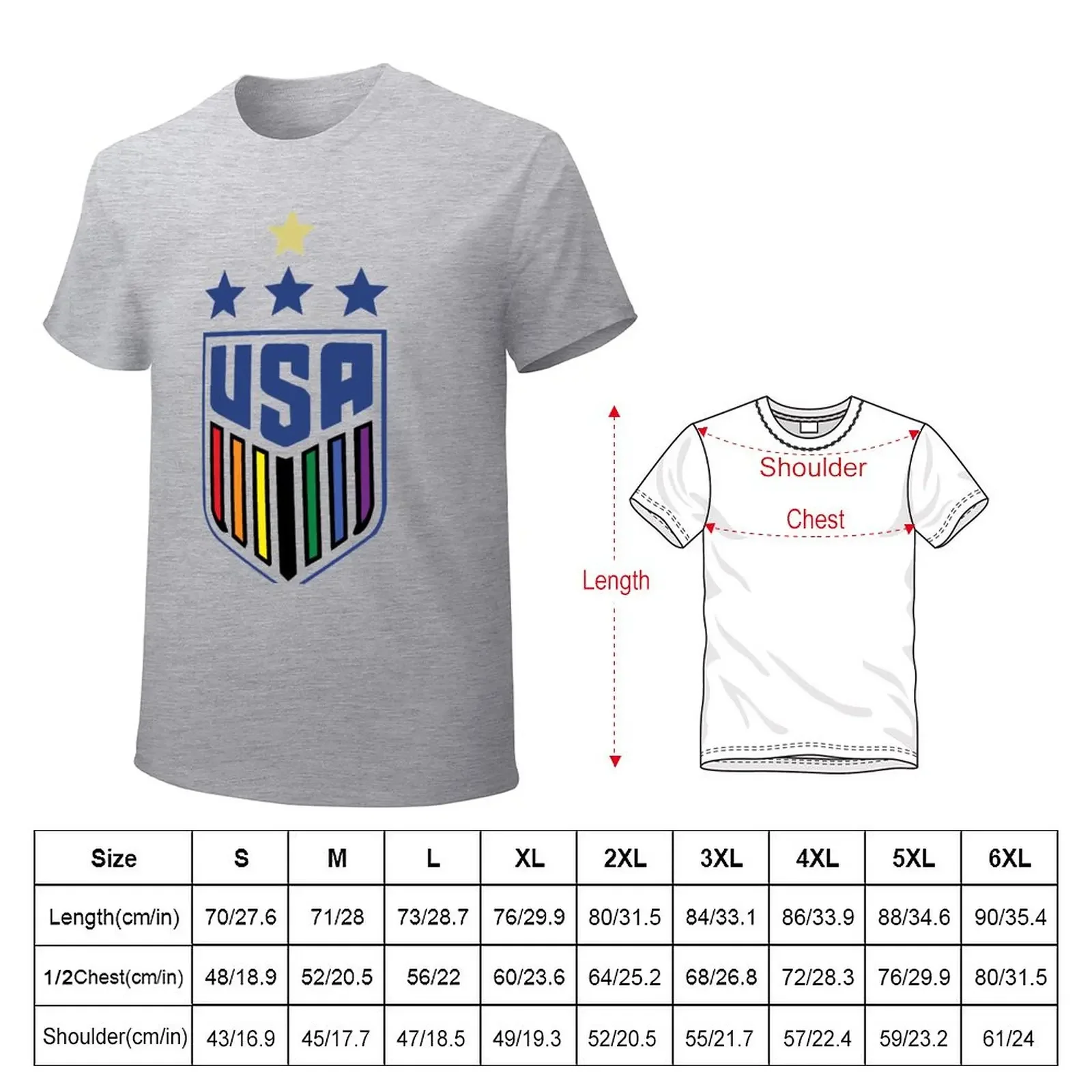 USWNT USMNT Crest 4 Stars LGBTQIA+ T-Shirt cute tops oversized T-shirts for men cotton