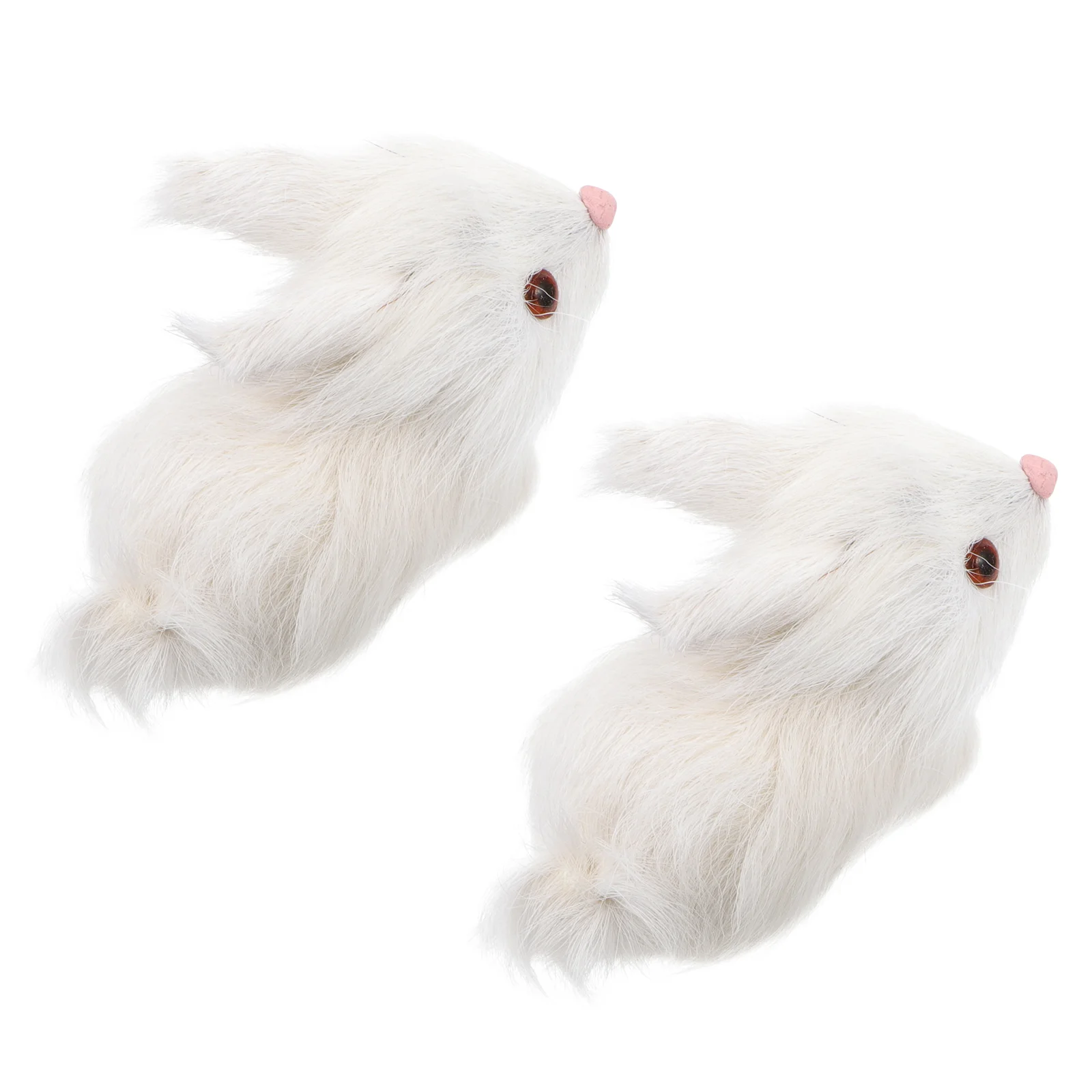 

2pcs Simulation Rabbit Ornament Adorable Bunny Decoration for Easter Holiday Miniature Artificial Stuffed Animal