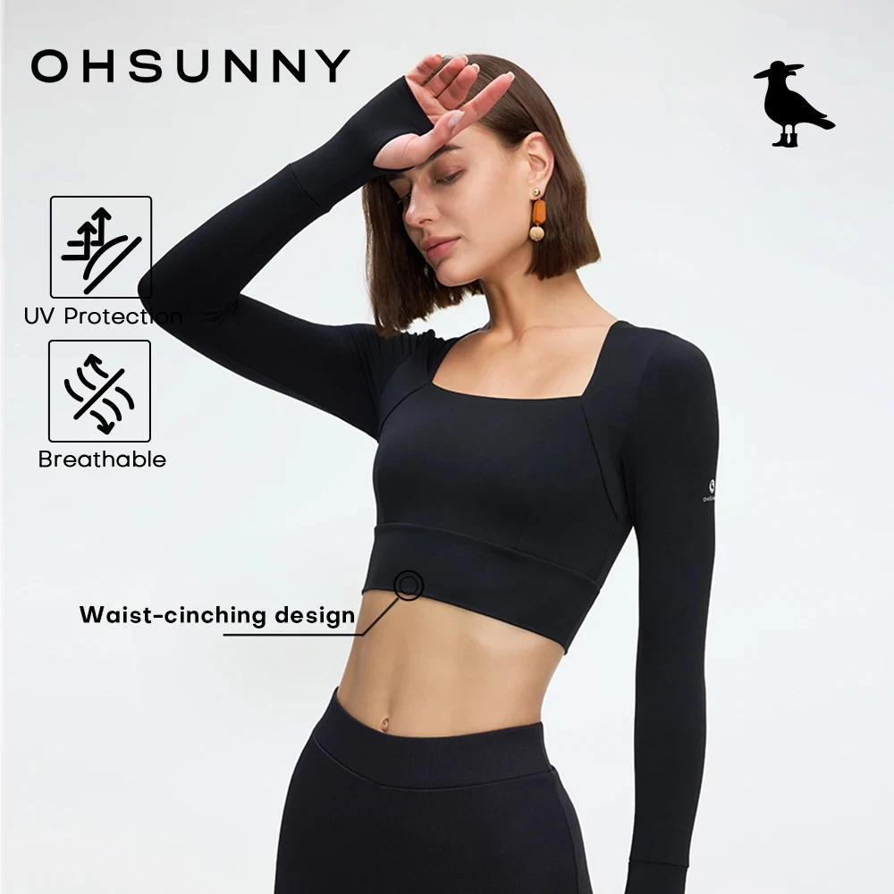 

OhSunny Sunscreen Long Sleeves Tank Tops,Women's Fitness Yoga T-Shirt with Chest Cushion,Workout Quick Dry Underwear Vest UPF50+