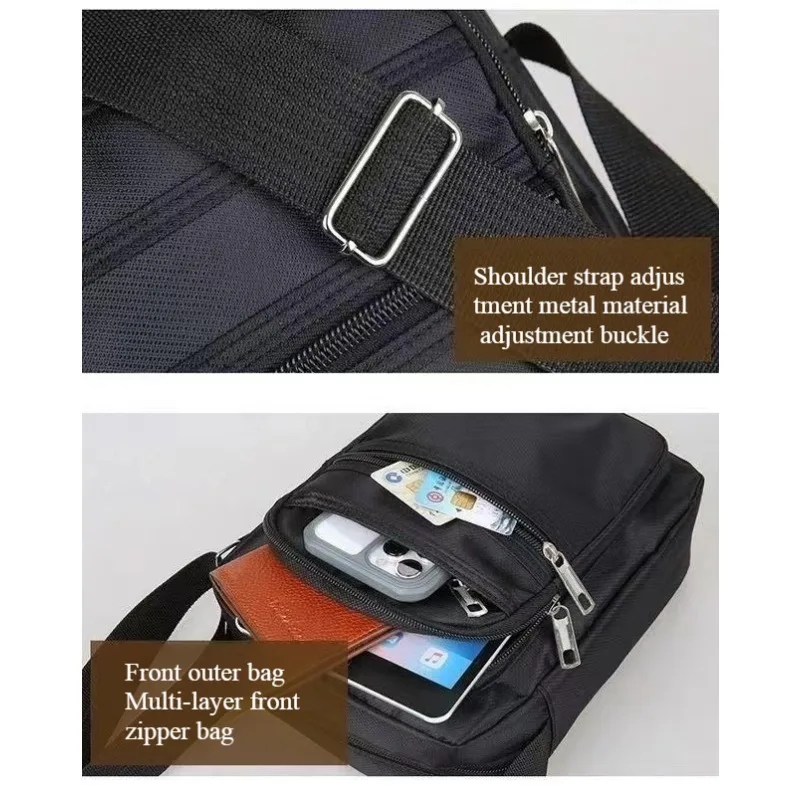 Herren-Umhängetasche, Wasserdichte und Verschleißfeste Geldbörse, Modischer Multi-Reißverschluss-Rucksack, Geschäftsreise-Schultertasche – Detail 12