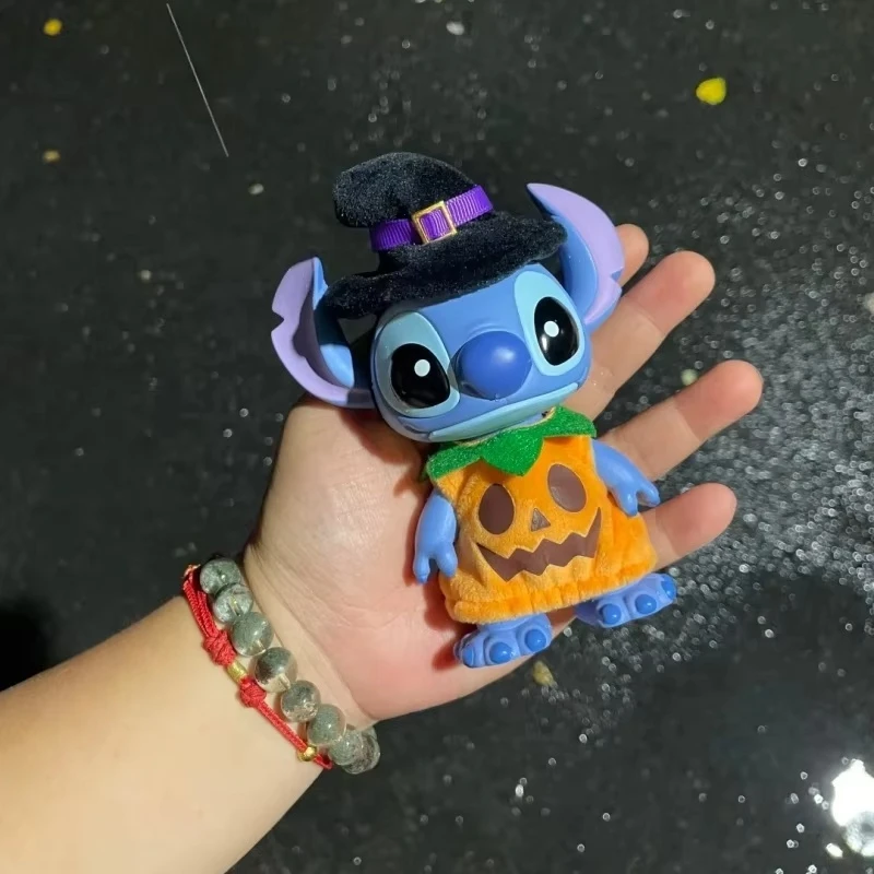 New Original Stitch Trick Anime Action Figure Toys Pumpkin Wizard Luminous Skeleton Stitch Action Figure Surpris Halloween Gifts