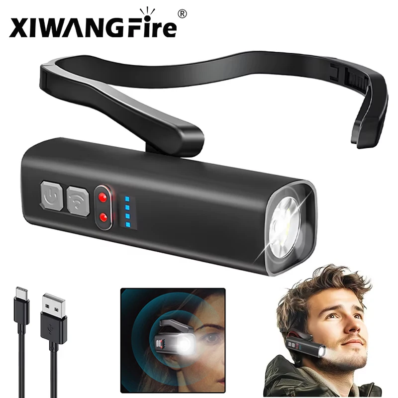 2025 New Ear-Hanging Headlamp, 1000 Lumens Motion Sensor LED Head Light, 3 Modes Light for Hands Free Camping Running Repair