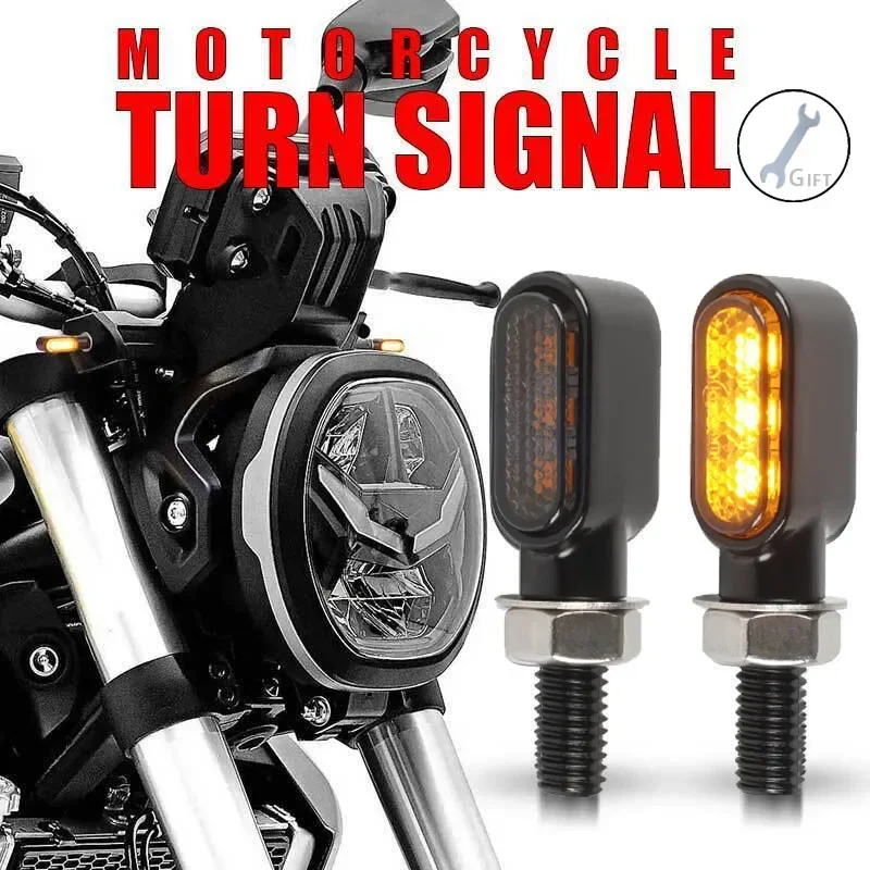 8mm Mini Led Motorcycle Turn Signal Light Lamp Indicators Blinker Amber Clignotant Moto 3Leds 12V for Yamaha Kawasaki Cafe Racer