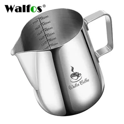 WALFOS-taza de café expreso con leche, jarra con mango, guirnalda de café artesanal, jarra de Latte, acero inoxidable engrosado