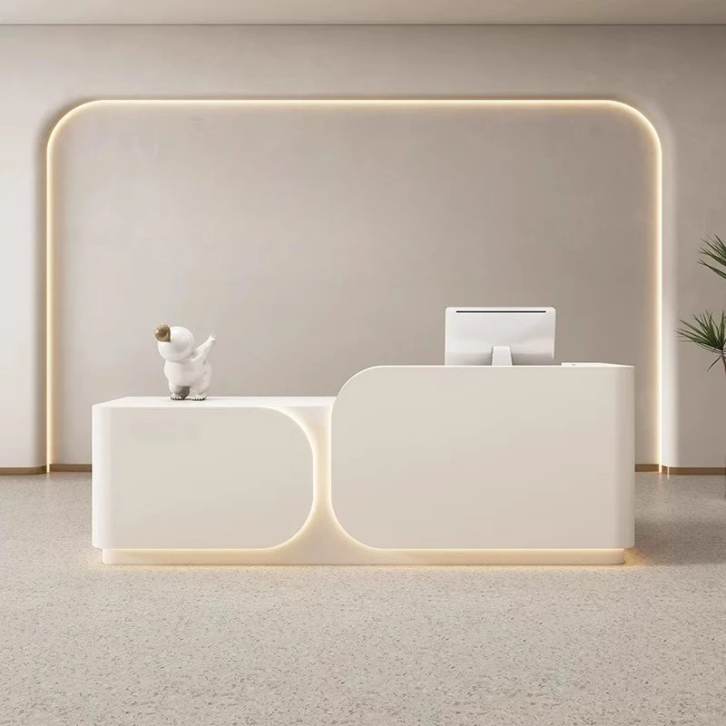 Mini Luxury Salon Reception Desks Modern White Wood Office Reception Desks Small Shop Commercial Mostrador Recepcion Furniture