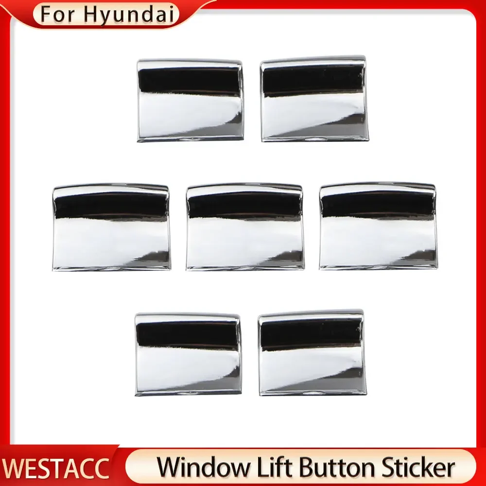 Car Window Lift Switch Button Sticker Sequin Trim for Hyundai Accent Solaris 2016 - 2020 7Pcs ABS Chrome Cover Accessories