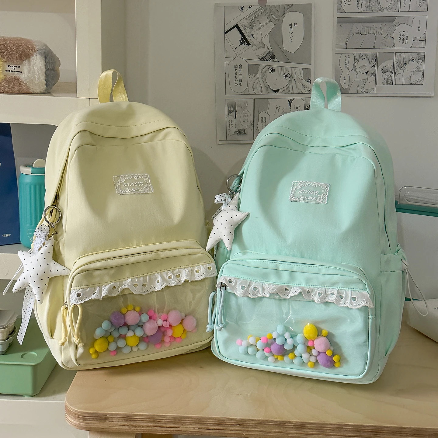 Mochila Impermeable Ultraligera para Niñas, Bolsa de Hombro con Adornos de Encaje, Mochila Escolar para Niños de Tercero a Se...