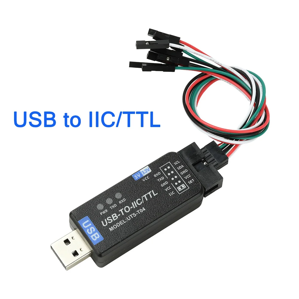 USB to IC2 IIC/TTL serial UART two-in-one communication module CH341T serial port flash downloader with two 4P DuPont cables