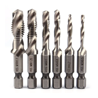 6pcs M3-M10 Screw Tap Drill Bits Hss Taps Countersink Deburr Set Metric Combination Bit High Speed Steel 1/4 IN Quick Change Hex