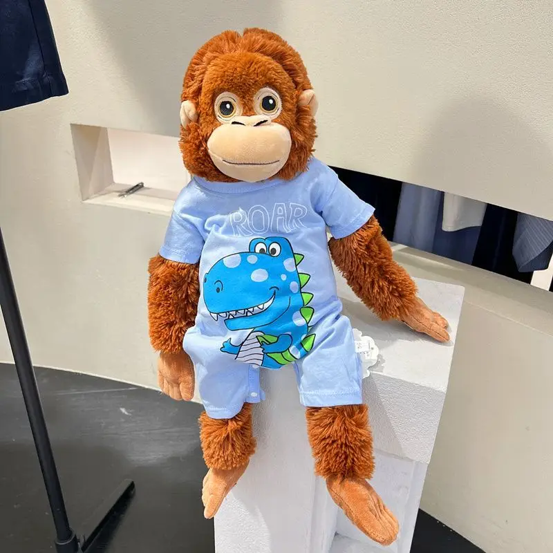 

60cm Kawaii Red Monkey Gorilla Plush Doll with Clothes Cartoon Soft Orangutan Stuffed Toys Sleeping Partner Companion Kids Gift