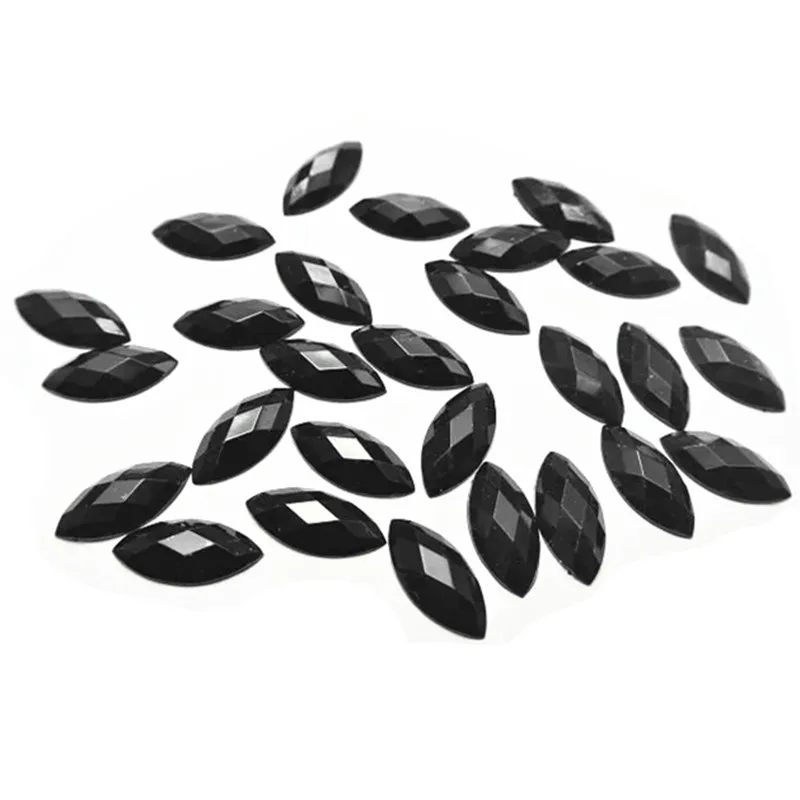 100pcs 9X20mm No Hole  Black Flatback Acrylic Horse Eye Rhinestone  Clothing accessories decorative accessories