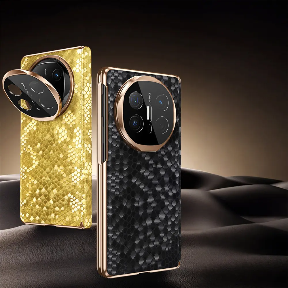 

Чехол из натуральной яловой кожи со стеклянной пленкой для Huawei Mate X6 X5 X3, шарнирный кронштейн, полное покрытие