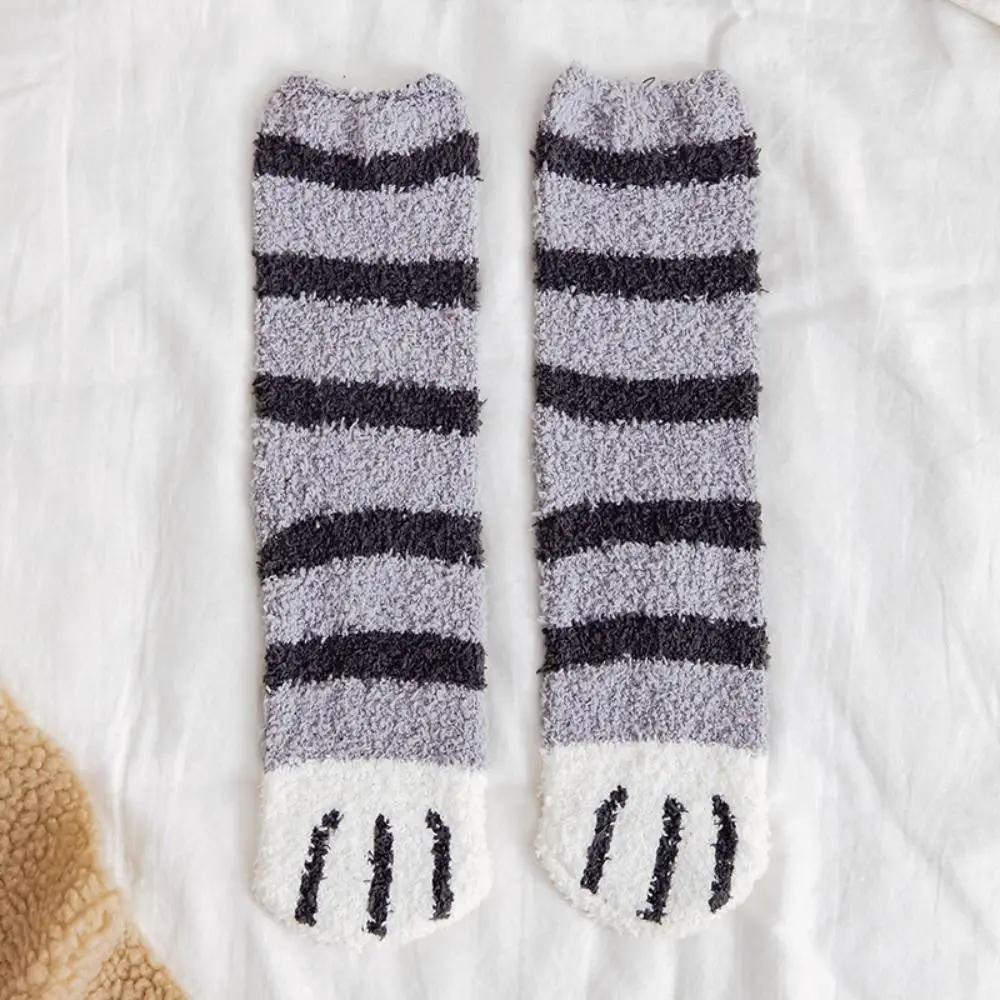1 paio di dita di animale zampa di gatto calzini invernali in pile di corallo addensare pile di corallo calzino caldo zampa di gatto calzini morbidi per dormire inverno