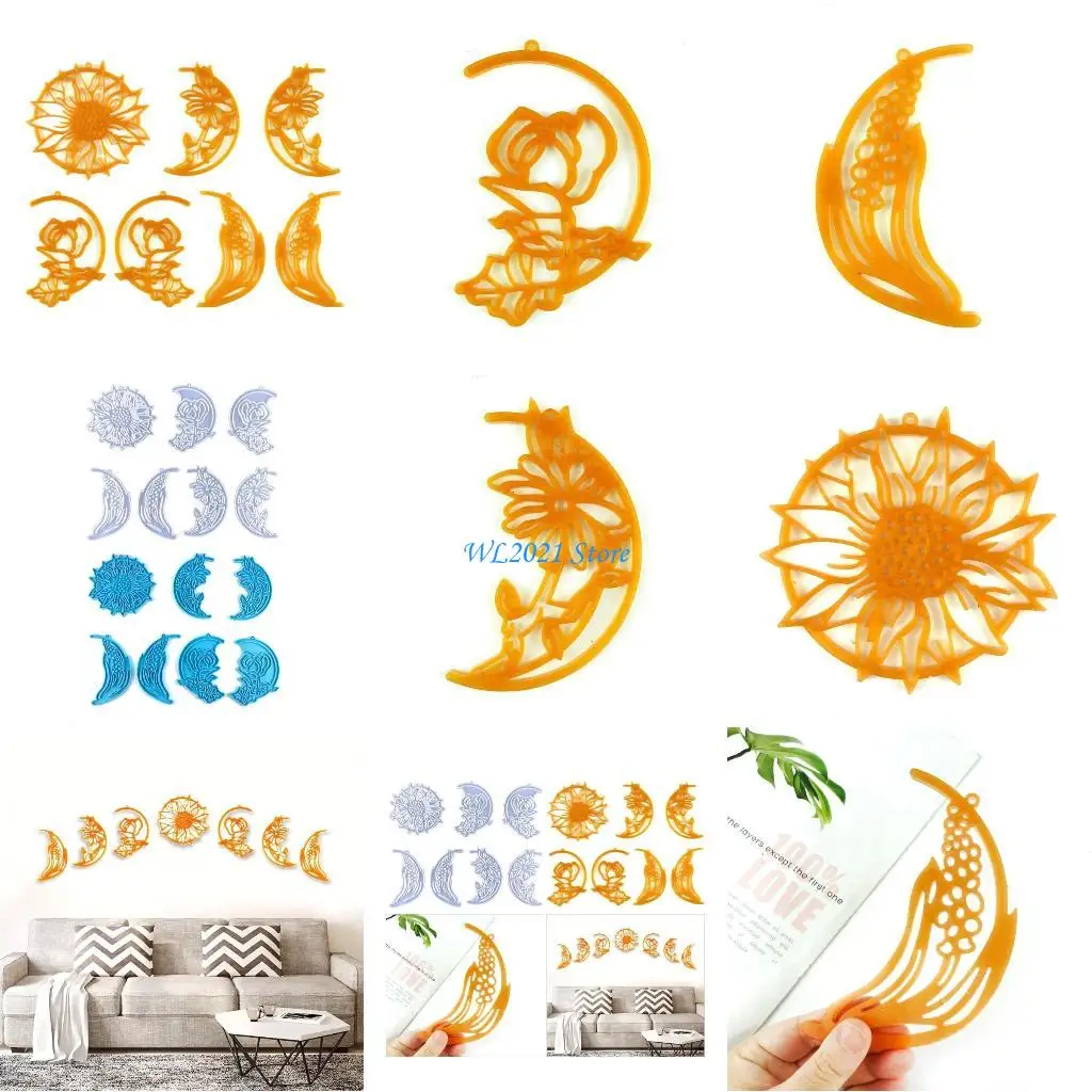 G5GC قالب راتينج للتعليق على الحائط على شكل زهرة القمر مجموعة قوالب سيليكون على شكل زهرة القمر لتزيين الحائط