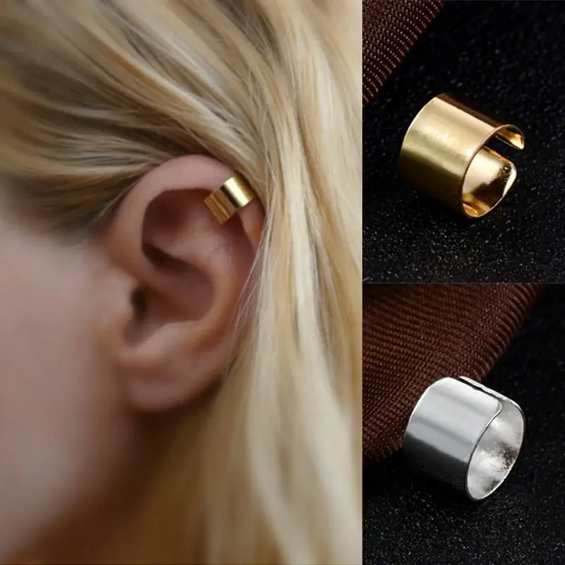 Upgraded Ear Clip Set 2pcs Fashion Stainless Steel Smooth Non-Piercing Ear Clips Paired with 1pc Box Protection for Women Men