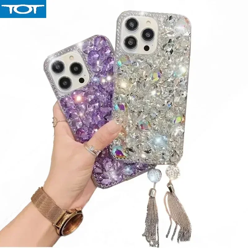 Чехол для телефона серии Diamond с кисточкой, ручная работа, для iPhone16Pro max, X, Xr, Xs, 11, 12, 13, 14, 15 Plus Pro Max, Mini Cover