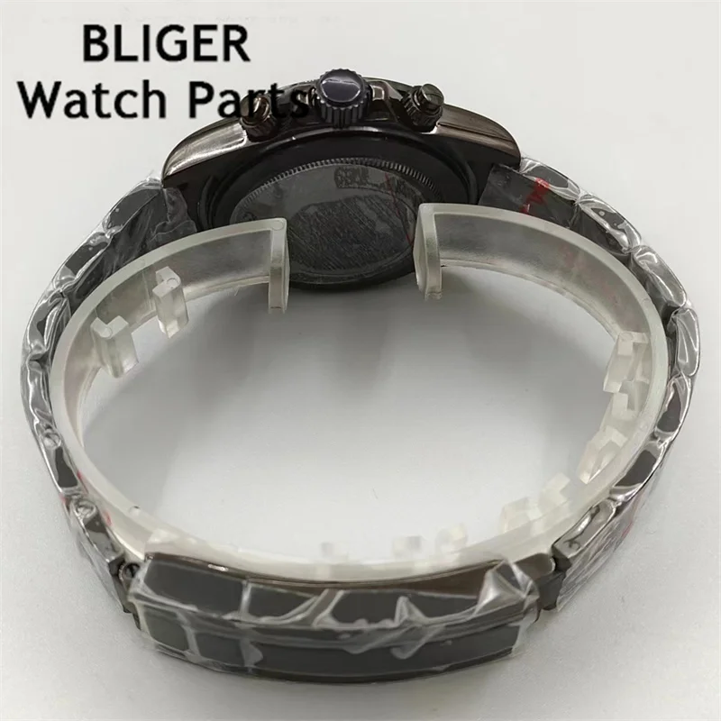 BLIGER 39mm VK63 Case Stainless Steel Men\'s Watches Parts for Daytona VK63 Movement Watch Accessories 20mm Strap Bracelet