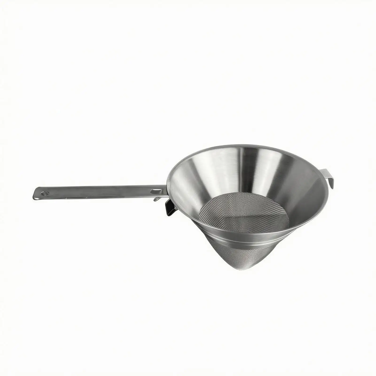 Cone Shape Mesh Strainer Funnel Stainless Steel Long Handle Hanging Hook for Precise Liquid Filtration