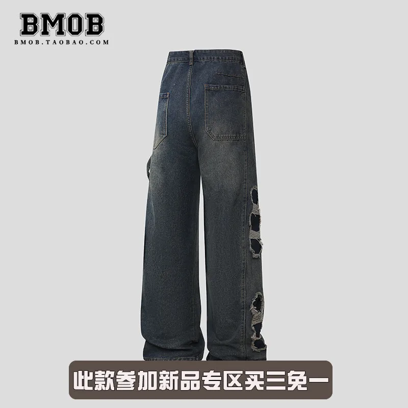 Damskie niebieskie luźne jeansy Y2k Harajuku spodnie dżinsowe vintage japoński styl lat 2000 oversize z wysokim stanem spodnie jeansowe ubrania trash