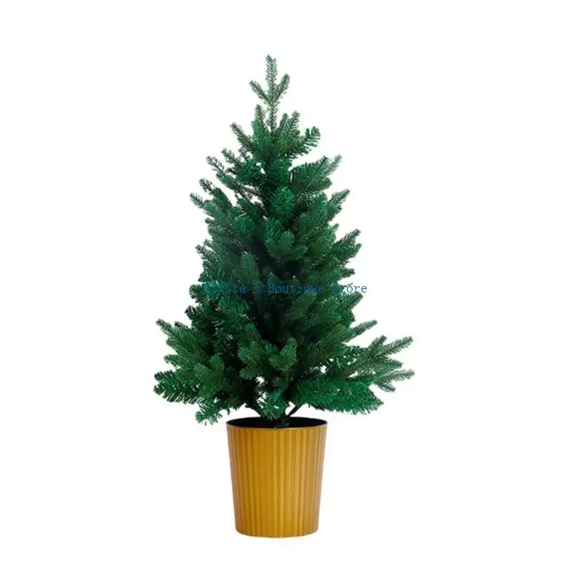 

Desktop Christmas Tree with Basin Artificial Tree Decoration Tabletop Decor Holiday Ornament Home Offices Party Supplies M76D