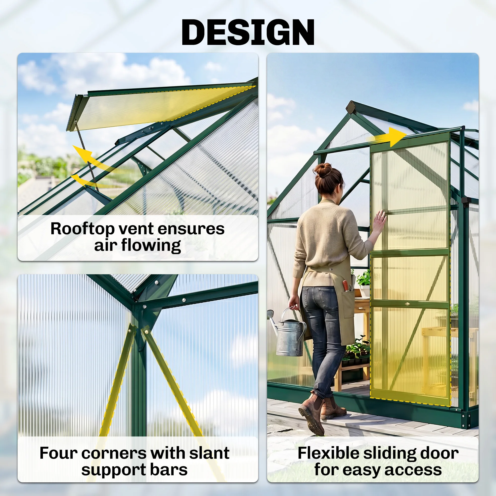 6' x 8' x 7 Greenhouse Aluminu - огляд і ціна Polycarbonate Greenhouse Aluminum Frame