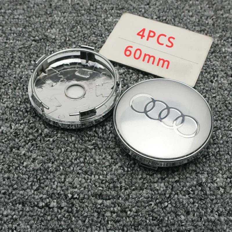 4PCS For Audi A1 A2 A3 8V 8P 8L A4 B5 B6 B7 B8 A5 A6 C5 C6 C7 A7 A8 Q2 Q3 Q5 Q7 60mm modified wheel hub cover tire center logo