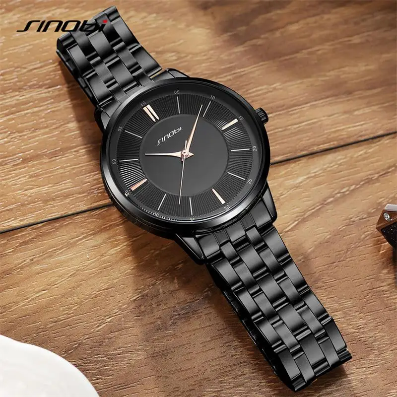 SINOBI Fashion Women\'s Watches Casual Stainless Steel Woman Quartz Wristwatches Elegant Dresses Best Clock for Female Waterproof