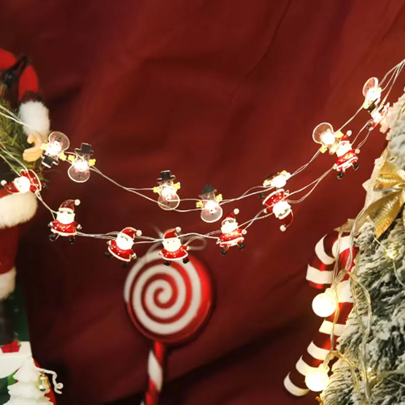 أضواء LED مقاومة للماء من الأسلاك النحاسية ، قفل عيد الميلاد ، سانتا كلوز ، رجل الثلج ، الأيائل ، ديكور العطلة ، أضواء السلسلة