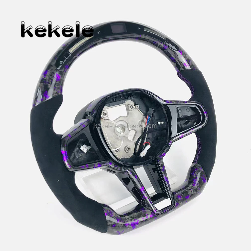 Suitable for BMW G Series M3 M4 Forged Purple Carbon Fiber Steering Wheel with LED Intelligent Display Can Be Customized view 2