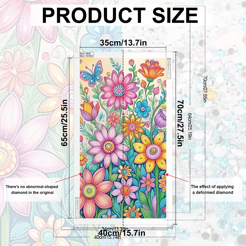 

40x70cm Flower 5D DIY Special Shape Crystal Partial Diamond Painting Kit Decor