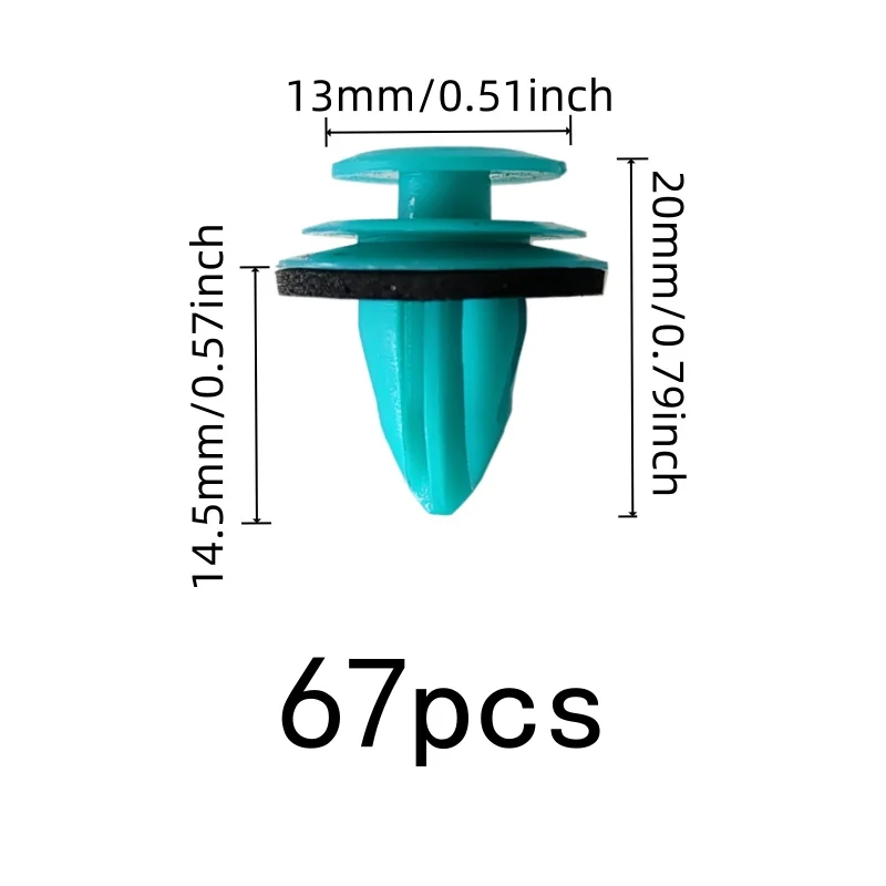 67 pcs Car Door Panel Clips, Car Door Panel Fixing, Cyan Plastic Material, Firm Snap-On Fit, Multipurpose