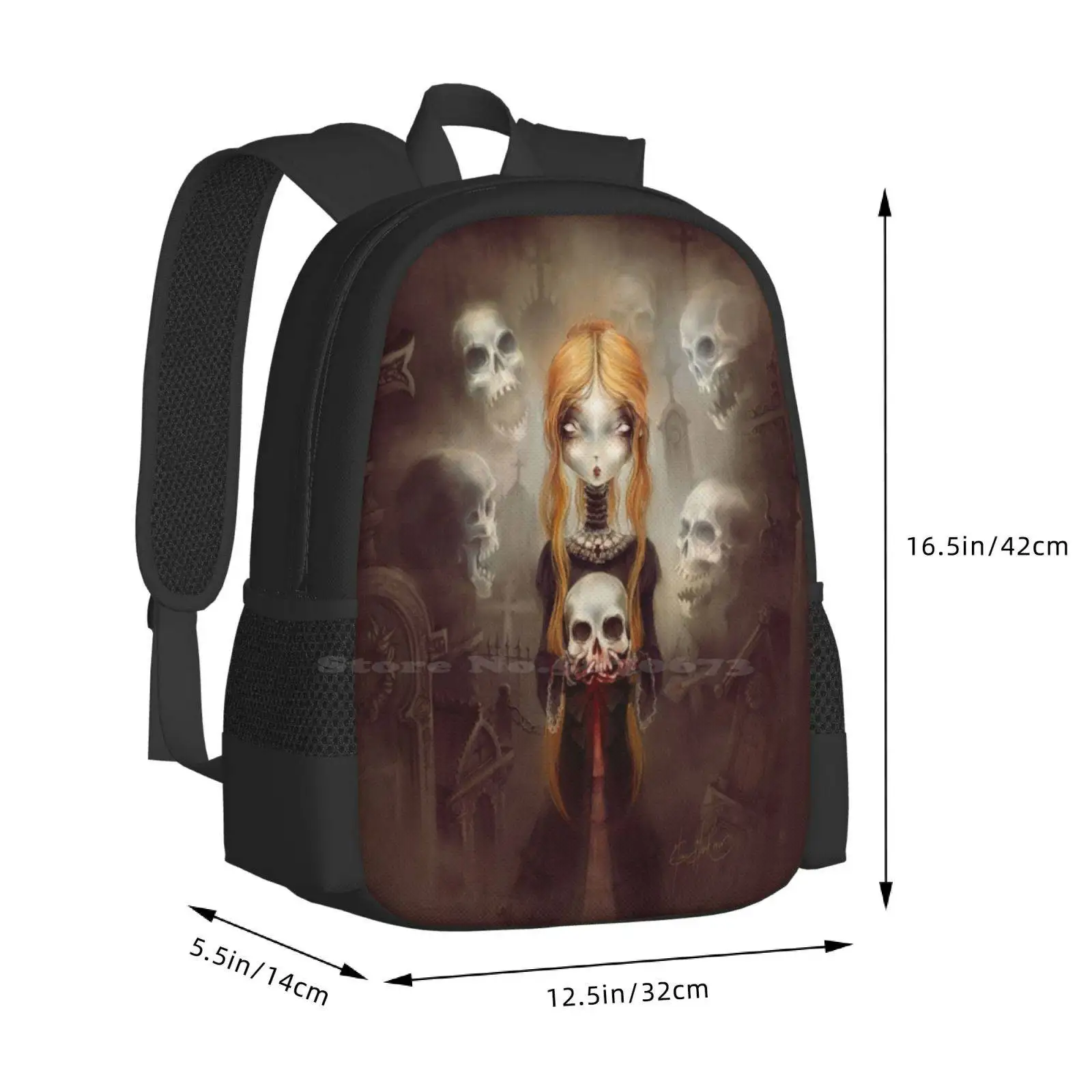 - ? Art By Élian Black'Mor Hot Sale Backpack Fashion Bags Elian Blackmor Skull Scary Creepy Haunted Awful Ghost Encyclopedia