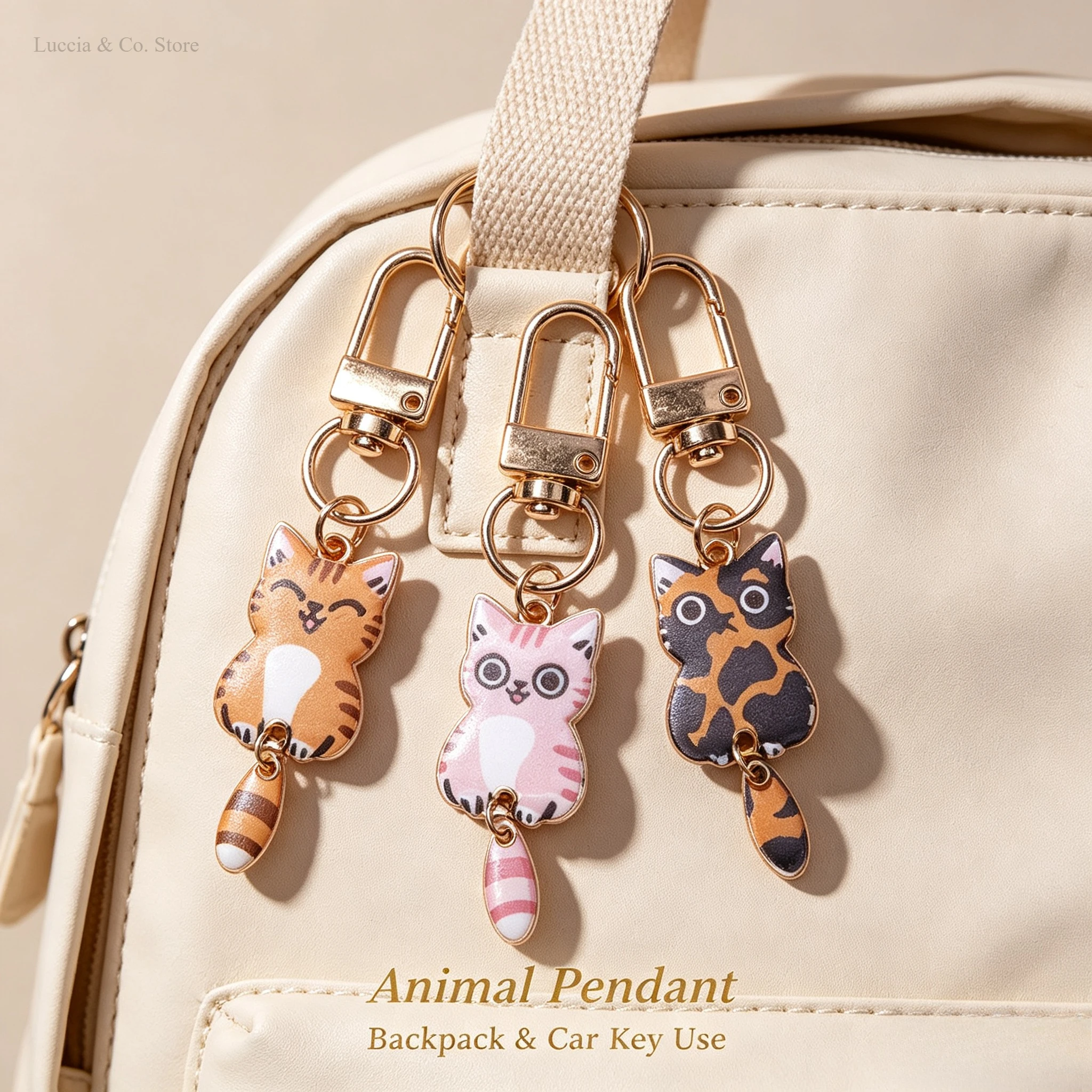 Cute Cartoon Kitten Custom Keychain, Key Ring Pendant