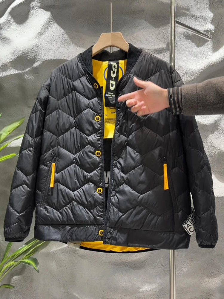 

Retro Pilot Du down Jaet Men's Winter American Loose Cool Youth White Du Feather Baseball Coat Casual Sle Polyester F...