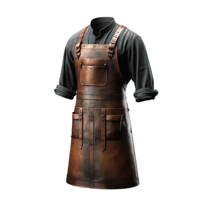 kitchen luxury leather apron with enhanced stitching for durability