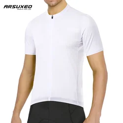 ARSUXEO Cycling Jersey Men Short Sleeves Cycling Shirt Road Mountain Downhill Bicycle Clothing Slim Fit Bike Gravel Breathable