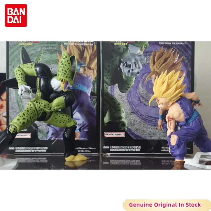 Figura de Acción Original de BANDAI de Dragon Ball Z, Son Gohan VS Cell, Modelo de Personaje Competidor, Adorno de Escritorio, Coleccionable