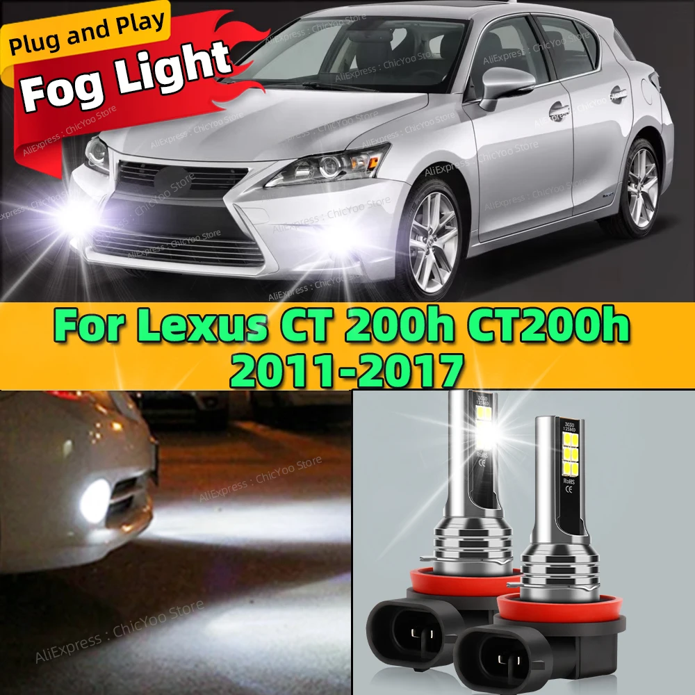 2Pcs 12V 6000K Front Fog Light LED Bulb Accessories Lamp Canbus For Lexus CT 200h CT200h 2011 2012 2013 2014 2015 2016 2017