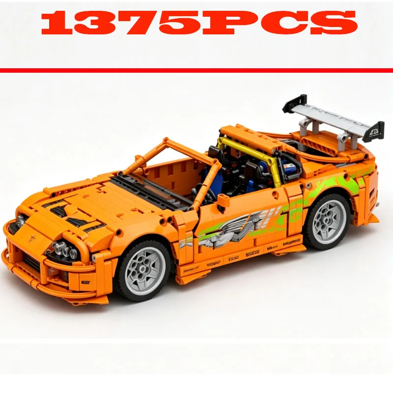 Set de Bloques de Construcción Technic Orange Drift Race Car, Vehículo Deportivo 1:12, MOC, Juguete de Construcción DIY, Adorno