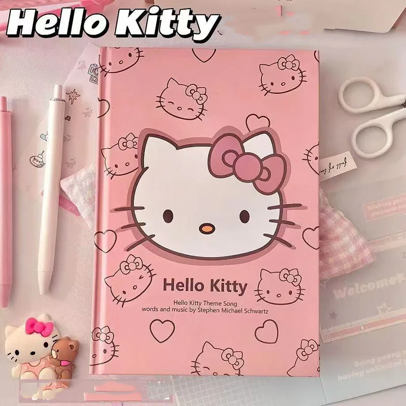 Miniso Hello Kittys Notebook Cute Cartoon Student Stationery A5 80 Page Horizontal Line Book Student Notepad Ins Classmate Gifts