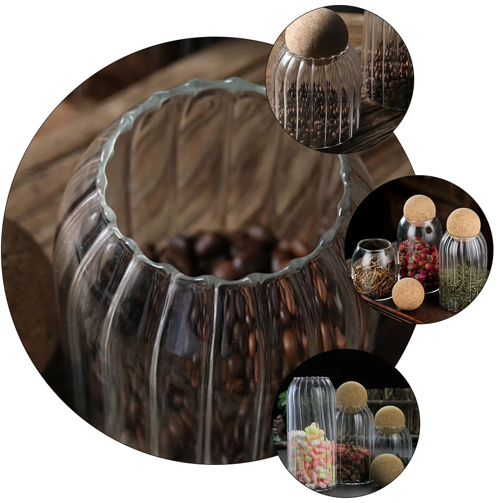 

3Pcs Glass Tea Can Cork Glass Bottle Sealed Storage Jar Heat Resistant Borosilicate Container for Coffee Tea Snack Storage
