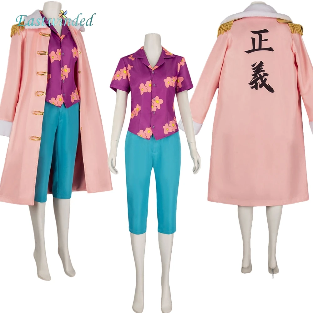 

2026 Live Action TV Pirate 2 Tashigi Cosplay Costume Pink Coat Purple Printed Shirt Clothes Outfits Women Halloween Carnival