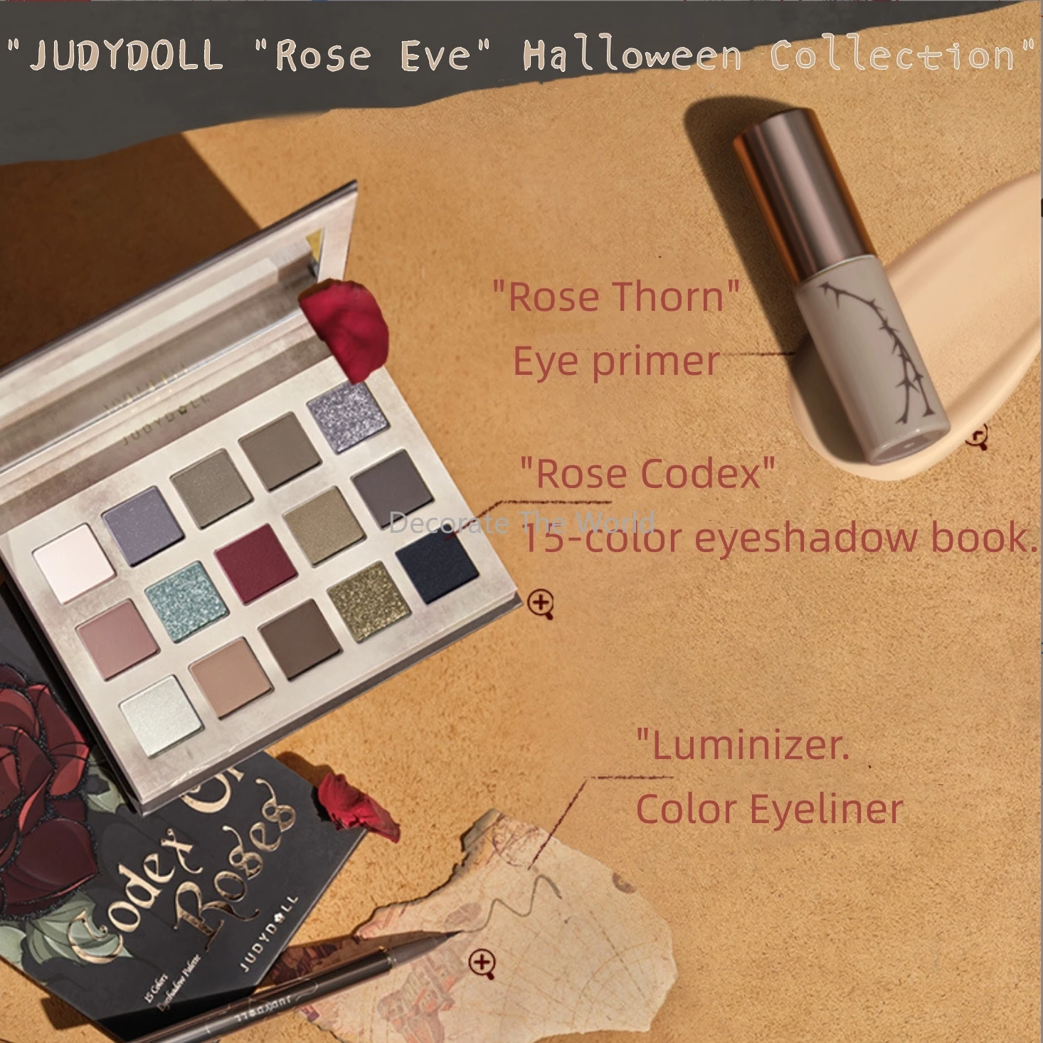 Judydoll-Libro de sombras de ojos, edición limitada de Halloween, Codex rosa, 15 colores, color tierra mate, maquillaje de ojos brillante